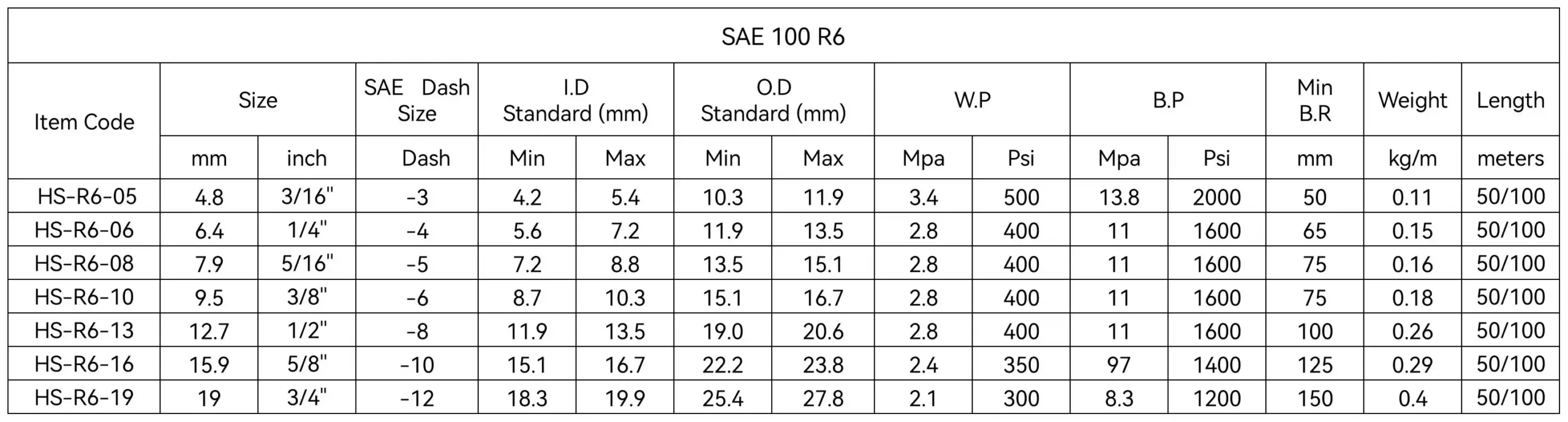 SAE 100 R6 TDS